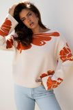 Flower Pattern Oversized Sweater