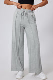 Seamed Drawstring High Waist Wide Leg Sweatpants