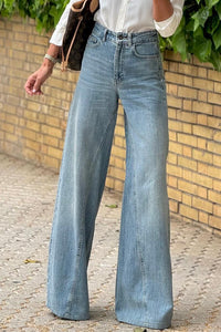 Acid Wash Extra Wide Leg High Waist Long Jeans