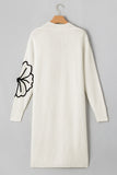 Flower Embroidered Drop Shoulder Open Front Duster Cardigan