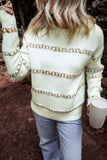 Colorful Crossed Stitch Drop Shoulder Sweater