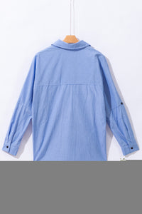 Roll-Tab Sleeve Pocketed Long Shirt