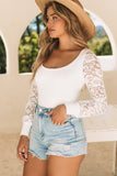 Lace Sleeves Square Neck Bodysuit