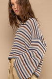 Stripe Pattern Drop Shoulder Loose Fit Sweater