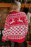 Merry Christmas Reindeer Heart Pattern High Neck Sweater