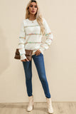 Colorful Crossed Stitch Drop Shoulder Sweater