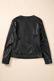 Faux Leather Zipper Slim Fit Bomber Jacket