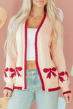 Bow Pattern Open Front Cardigan