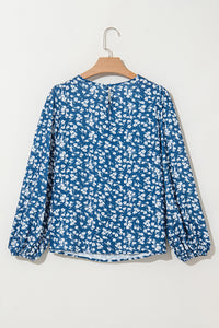 Ditsy Floral Print Lantern Sleeve Blouse