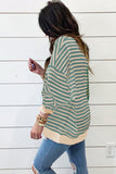 Stripe Casual Stripe Colorblock Drop Shoulder Oversize Sweatshirt