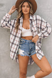 Oversized Plaid Pattern Shacket with Slits