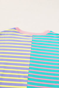 Stripe Casual Stripe Colorblock Drop Shoulder Oversize Sweatshirt