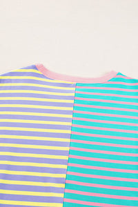 Stripe Casual Stripe Colorblock Drop Shoulder Oversize Sweatshirt