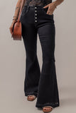 High Waist Button Front Flare Jeans