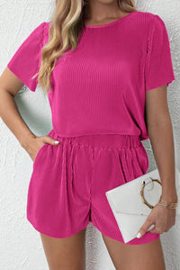 Casual Pleated Short Two-piece Set