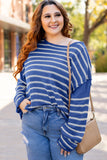 Stripe Drop Shoulder Casual Sweater