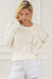 Exposed Stitching Chest Pocket Drop Shoulder Sweater