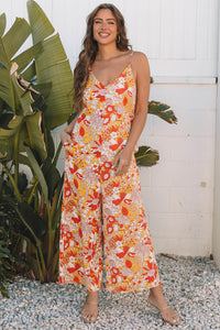 V Neck Wide Leg Sleeveless Jumpsuit