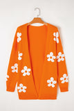 Floral Knitted Open Front Loose Cardigan