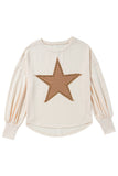 Studded Star Graphic Oversized Long Sleeve Top