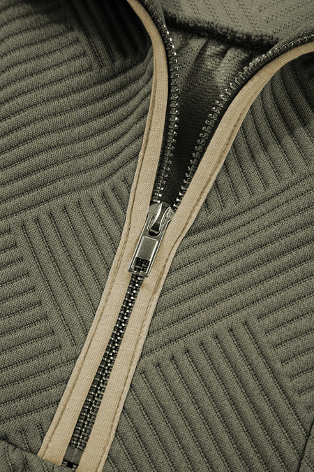 Quarter Zip Textured Mini Dress