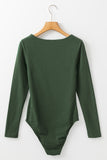 Solid Color Square Neck Long Sleeve Slim Fit Bodysuit