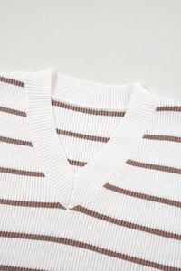 Stripe V Neck Knitted Loose Sweater Vest