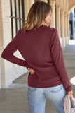 Solid Exposed Seam Crew Neck Long Sleeve Top