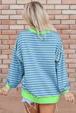 Stripe Contrast Trim High Low Pullover Tunic Sweatshirt