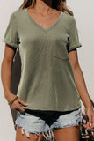 Twist Short Sleeve Corded V Neck Top