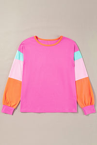 Colorblock Patchwork Long Sleeve Loose Top