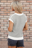 Stripe Ribbed Trim Loose Fit Knitted Sweater Vest