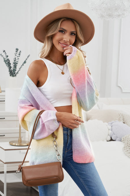 Ombre Tie-dye Drop Shoulder Cardigan