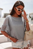 Ruffled Sleeves Sequin Blouse