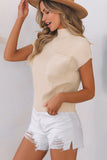 Patch Pocket Ribbed Knit Short Sleeve Sweater