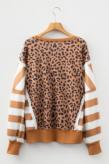 Color Block Leopard Sweatshirt