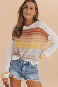 Stripe Long Sleeve Round Neck Sweater