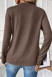 Solid Exposed Seam Crew Neck Long Sleeve Top