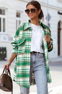 Plaid Flap Pocket Long Sleeve Shacket