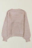 Sea Green Cable Knit Sleeve Drop Shoulder Sweater