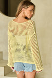 Open Knit Crochet Bell Sleeve Tunic Sweater