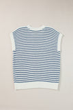 Stripe Ribbed Trim Loose Fit Knitted Sweater Vest