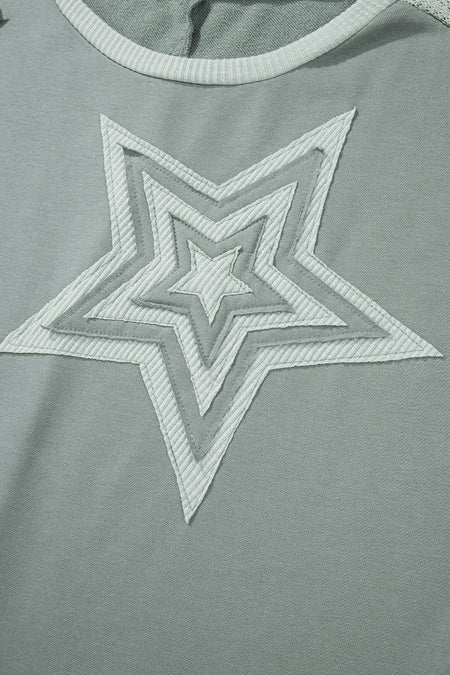 Stars Patchwork Round Neck Plus Size T Shirt