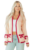 Bow Pattern Open Front Cardigan