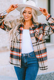 Geometric Plaid Print Pocketed Shacket