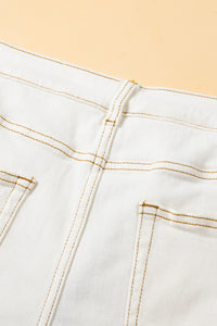 Asymmetric Waist Design Stylish Denim Shorts