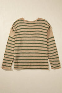 Stripe Drop Shoulder Casual Sweater