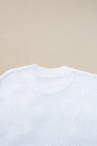 White Multi Crochet Flower Knit Short Sleeve Sweater Tops