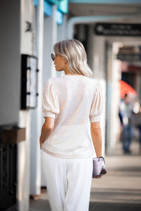Champagne Sequin Perry Puff Sleeve Top