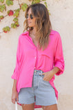 Hot Pink Sanctuary Linen Blend Shirt
